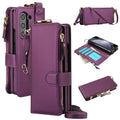 For Samsung Galaxy Z Fold 5 Crossbody Ring Multifunctional Wallet Fold Leather Phone Case