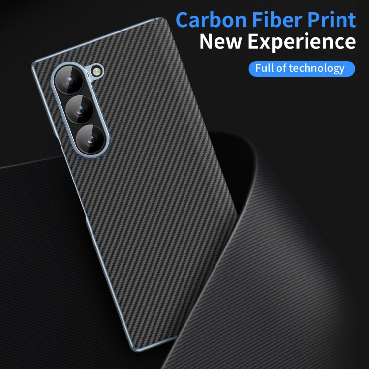 For Samsung Z Fold 5 Electroplated Carbon Fibre Pattern Folding Phone Case