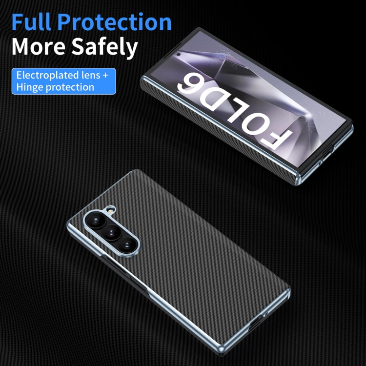 For Samsung Z Fold 5 Electroplated Carbon Fibre Pattern Folding Phone Case