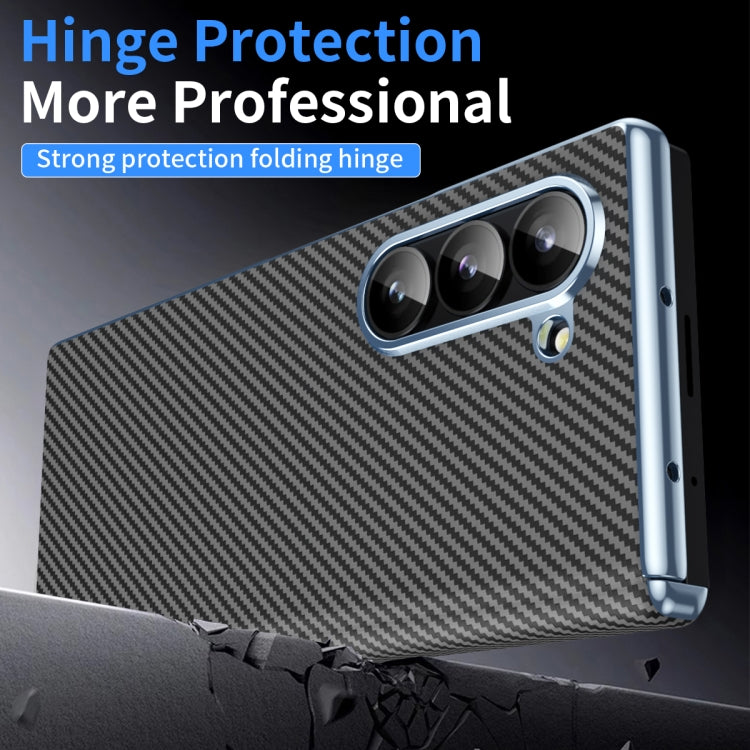 For Samsung Z Fold 6 2024 Electroplated Carbon Fibre Pattern Folding Phone Case