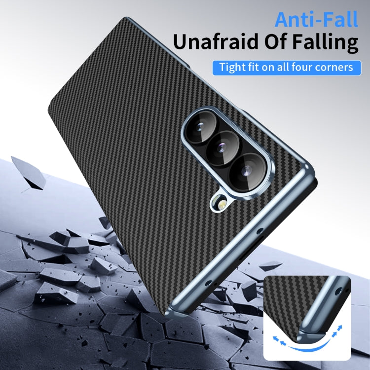 For Samsung Z Fold 5 Electroplated Carbon Fibre Pattern Folding Phone Case