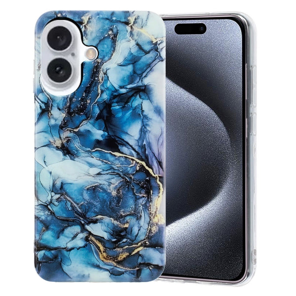 For iPhone 16 IMD Marble TPU Phone Case