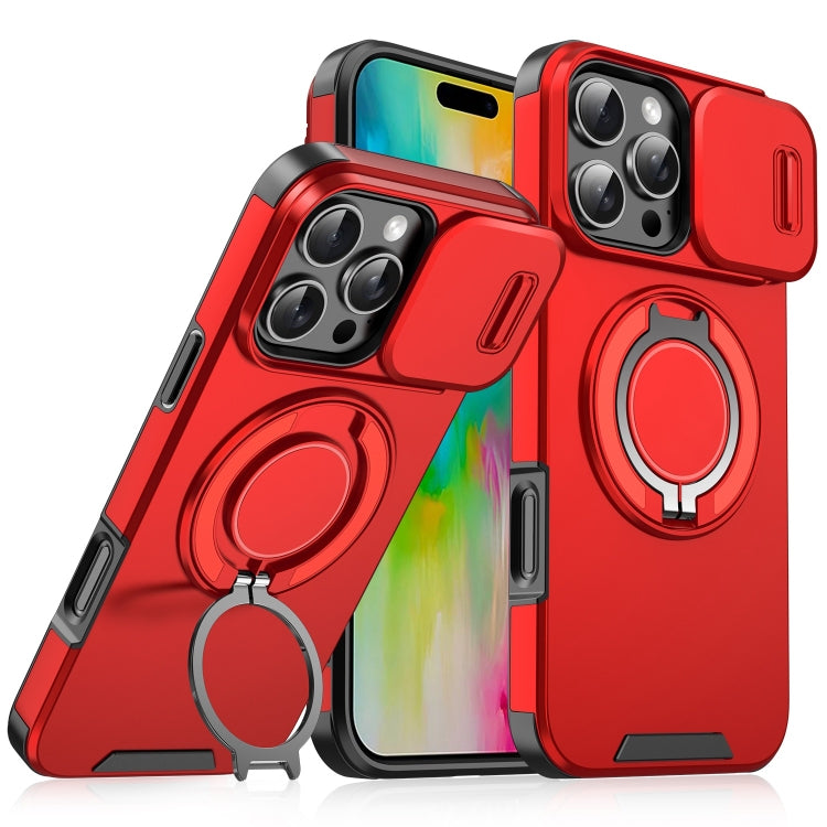 For iPhone 16 Pro Max Sliding Camera shield Ring Holder Phone Case