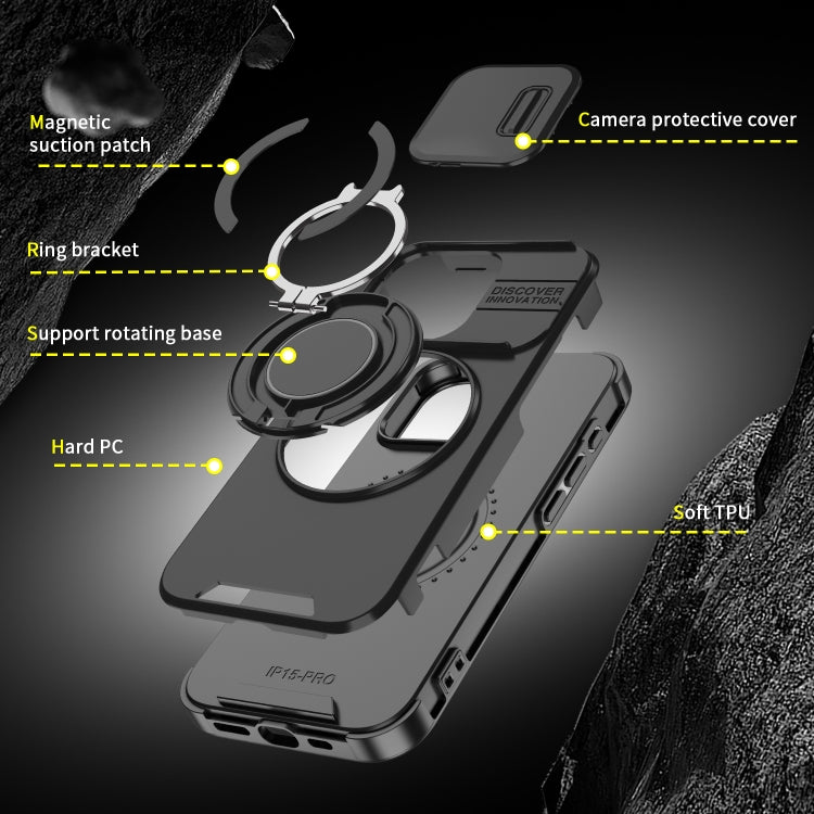 For iPhone 16 Pro Max Sliding Camera shield Ring Holder Phone Case