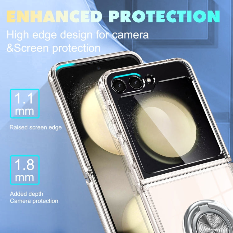 Samsung Galaxy Z Flip 4 MagSafe Transparent PC Folding Phone Case with Ring Holder