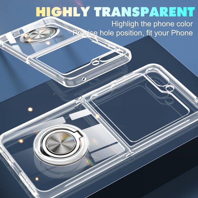 Samsung Galaxy Z Flip 4 MagSafe Transparent PC Folding Phone Case with Ring Holder