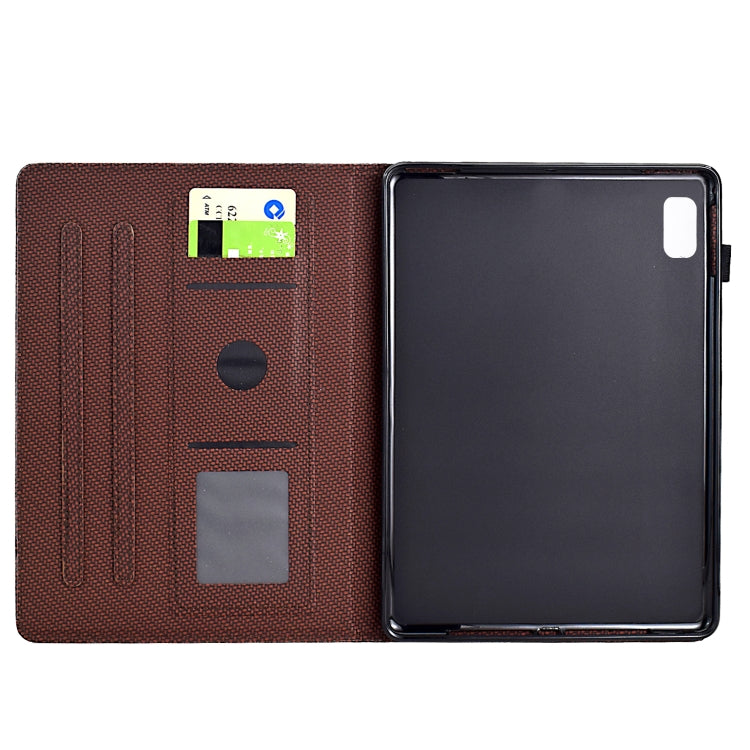 For Lenovo Tab P12 Solid Colour Fibre Texture Smart Tablet Leather Case