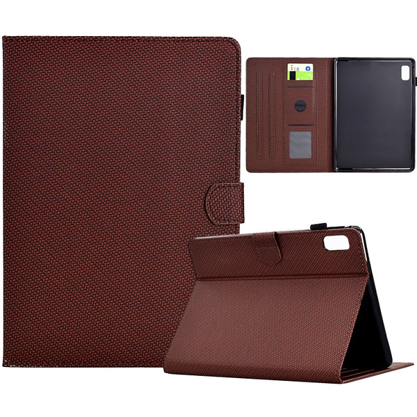 For Lenovo Tab M10 Plus 3rd Gen Solid Colour Fibre Texture Smart Tablet Leather Case