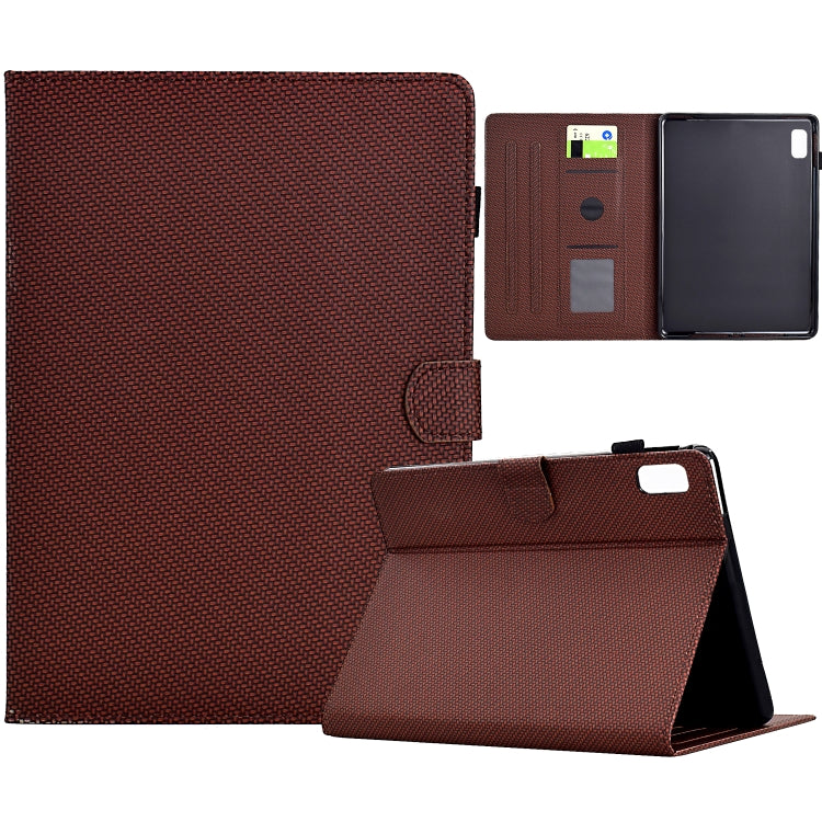 For Lenovo Tab P12 Solid Colour Fibre Texture Smart Tablet Leather Case