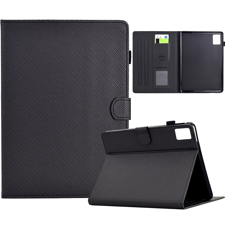 For Lenovo Tab P12 Solid Colour Fibre Texture Smart Tablet Leather Case