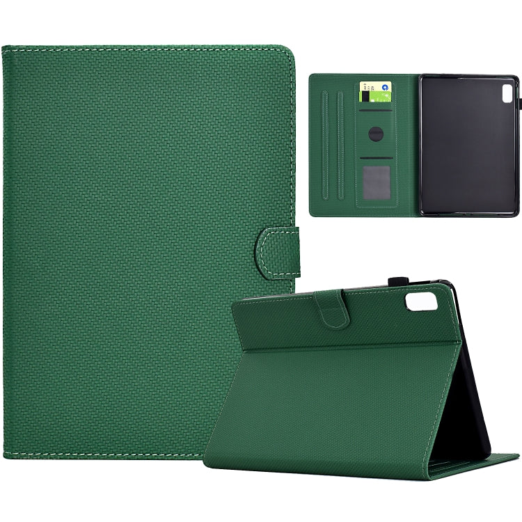 For Lenovo Tab P12 Solid Colour Fibre Texture Smart Tablet Leather Case