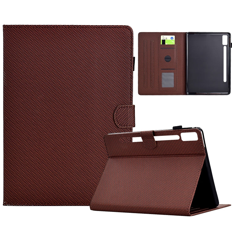 For Lenovo Tab P12 Solid Colour Fibre Texture Smart Tablet Leather Case