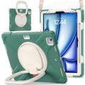 For iPad Air 13 2024 Silicone Hybrid PC Tablet Case with Holder & Shoulder Strap