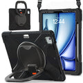 For iPad Air 13 2024 Silicone Hybrid PC Tablet Case with Holder & Shoulder Strap