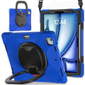 For iPad Air 13 2024 Silicone Hybrid PC Tablet Case with Holder & Shoulder Strap