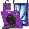 For iPad Air 13 2024 Silicone Hybrid PC Tablet Case with Holder & Shoulder Strap