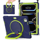 For iPad Pro 13 2024 Silicone Hybrid PC Tablet Case with Holder & Shoulder Strap