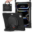 For iPad Pro 13 2024 Silicone Hybrid PC Tablet Case with Holder & Shoulder Strap