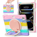 For iPad Pro 13 2024 Silicone Hybrid PC Tablet Case with Holder & Shoulder Strap