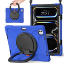 For iPad Pro 13 2024 Silicone Hybrid PC Tablet Case with Holder & Shoulder Strap