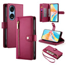 Nine Card-slot Zipper Wallet Bag Leather Phone Case, For OPPO A1 Pro / Reno8 T 5G, For OPPO A57 4G / A77 4G / A57s 4G / A77s 4G, For OPPO A54 / A54s / A55 5G / A16s / A53s