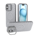 For iPhone 16 Plus Lens Frame Bracket Corrugated MagSafe Phone Case