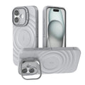 For iPhone 16 Lens Frame Bracket Corrugated MagSafe Phone Case