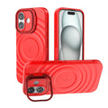 For iPhone 16 Lens Frame Bracket Corrugated MagSafe Phone Case