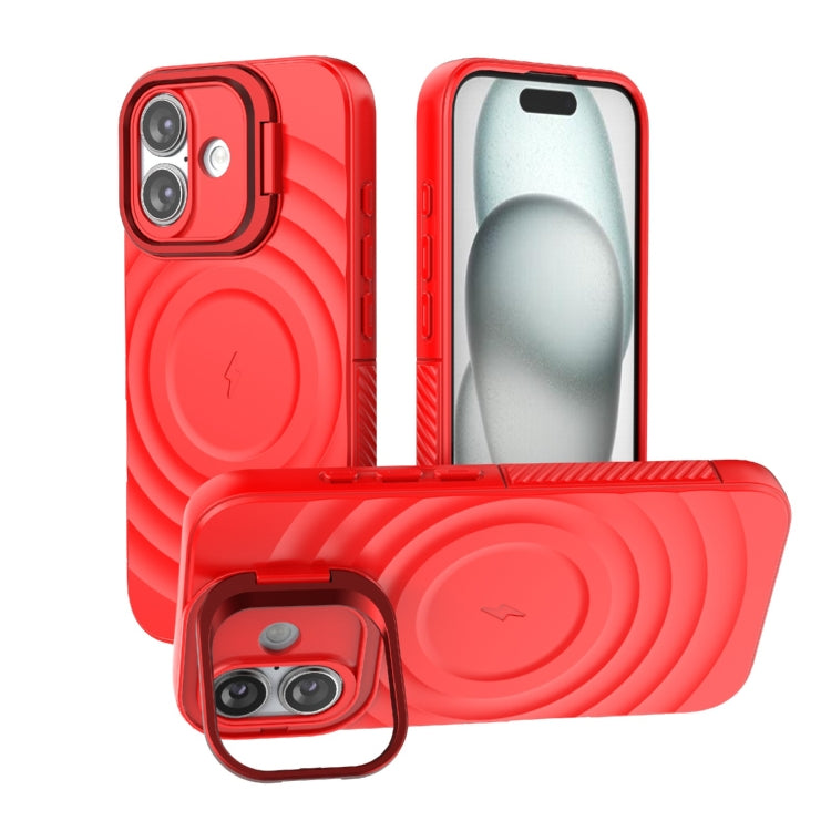 For iPhone 16 Plus Lens Frame Bracket Corrugated MagSafe Phone Case