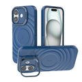 For iPhone 16 Lens Frame Bracket Corrugated MagSafe Phone Case