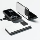 For Google Pixel 9 Pro Fold Black Frame Woven Texture PU Phone Case