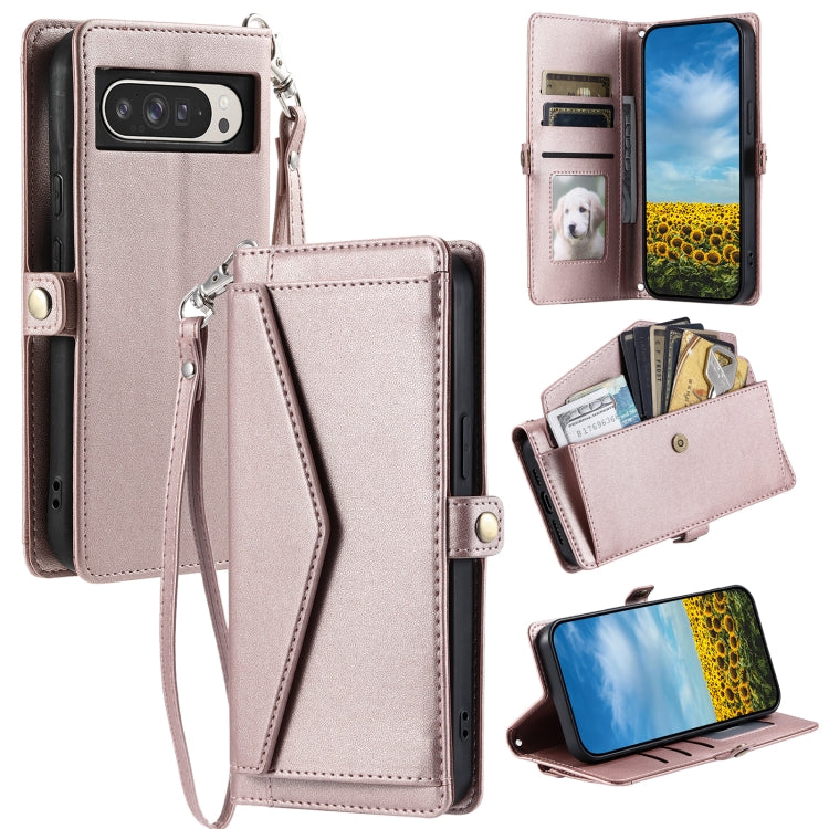 For Google Pixel 8a Wallet Multi-card Slot Leather Phone Case with Lanyard