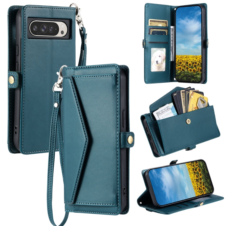 For Google Pixel 8a Wallet Multi-card Slot Leather Phone Case with Lanyard