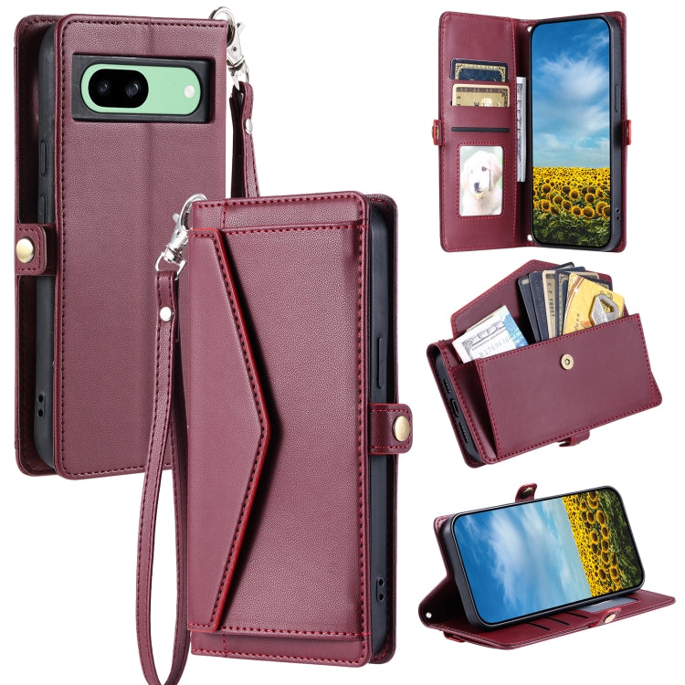 For Google Pixel 8a Wallet Multi-card Slot Leather Phone Case with Lanyard