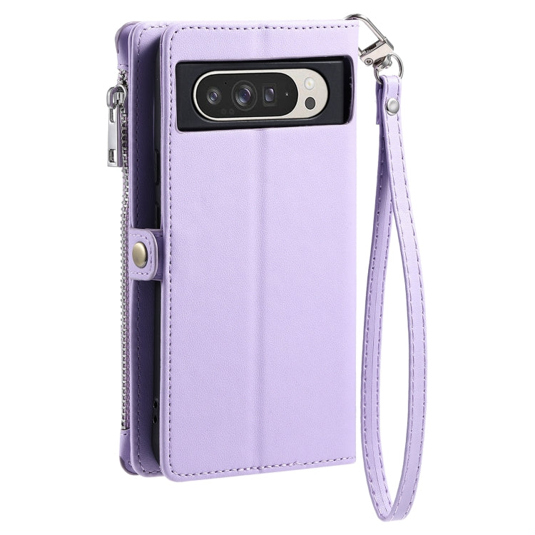 For Google Pixel 9 / 9 Pro Leather Stitching Multi-card Slot Zipper Phone Case