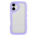 For iPhone 16 Plus Candy Color Wave TPU Clear PC Phone Case