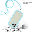 For iPhone 16 Pro Candy Colour Wave TPU Clear PC Phone Case with Lanyard