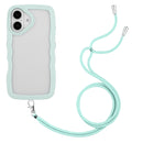 For iPhone 16 Pro Candy Colour Wave TPU Clear PC Phone Case with Lanyard