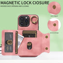 For iPhone 16 Skin Feel Card Bag Phone Case with Ring Buckle