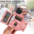 For iPhone 16 Skin Feel Card Bag Phone Case with Ring Buckle