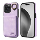 For iPhone 16 Skin Feel Card Bag Phone Case with Ring Buckle