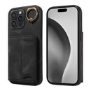 For iPhone 16 Skin Feel Card Bag Phone Case with Ring Buckle