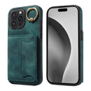 For iPhone 16 Skin Feel Card Bag Phone Case with Ring Buckle