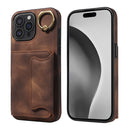 For iPhone 16 Skin Feel Card Bag Phone Case with Ring Buckle