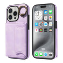 For iPhone 16 Skin Feel Card Bag Phone Case with Ring Buckle