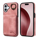 For iPhone 16 Skin Feel Card Bag Phone Case with Ring Buckle
