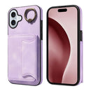 For iPhone 16 Skin Feel Card Bag Phone Case with Ring Buckle