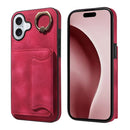 For iPhone 16 Skin Feel Card Bag Phone Case with Ring Buckle
