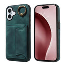 For iPhone 16 Skin Feel Card Bag Phone Case with Ring Buckle