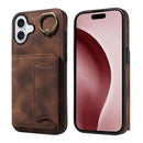 For iPhone 16 Skin Feel Card Bag Phone Case with Ring Buckle